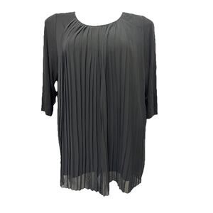 Catherine’s Women’s Plus Size 1X Black Stretchy Chiffon Dressy Blouse Career EUC